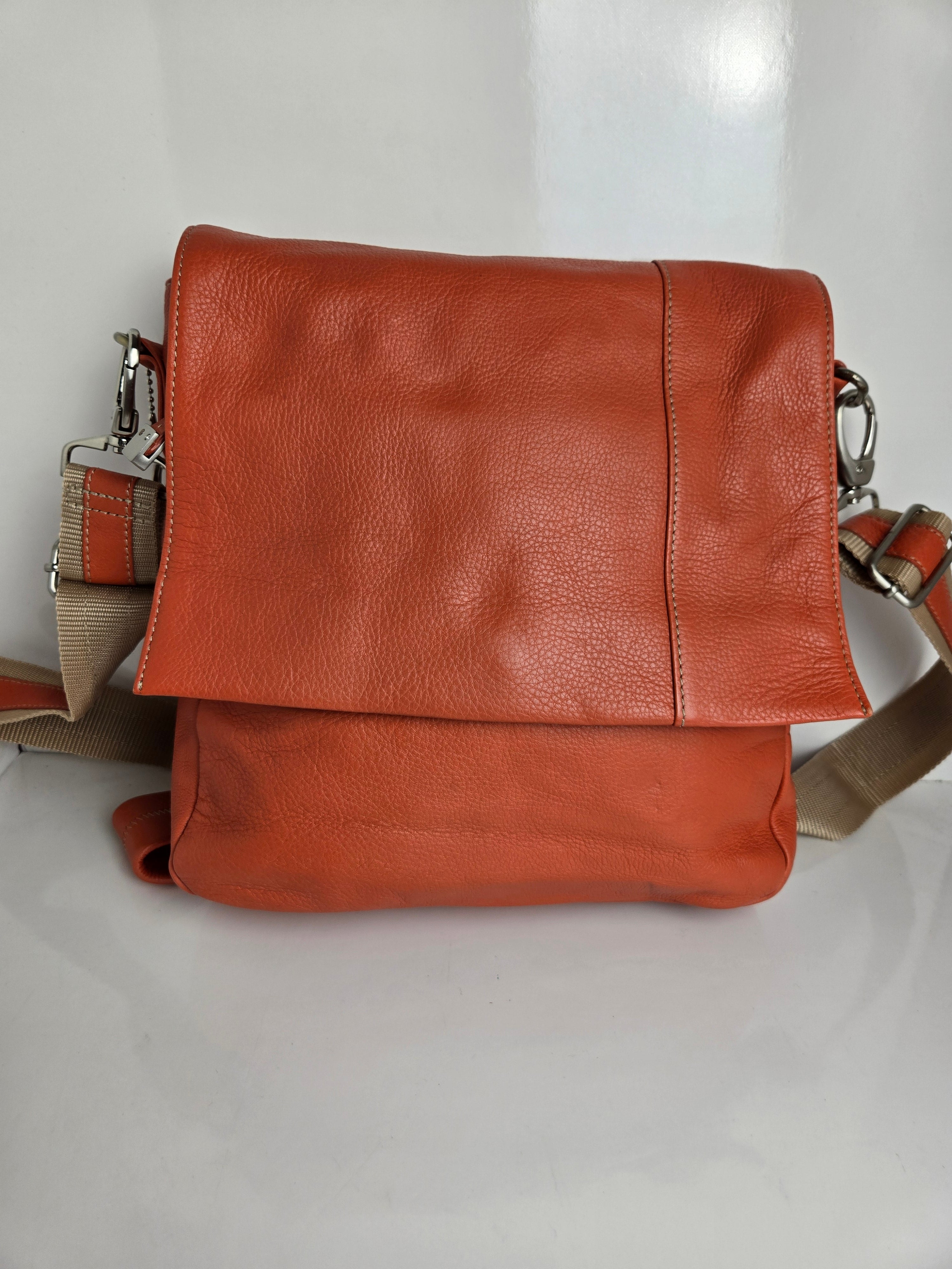 Soprano Orange Leather Side Bag