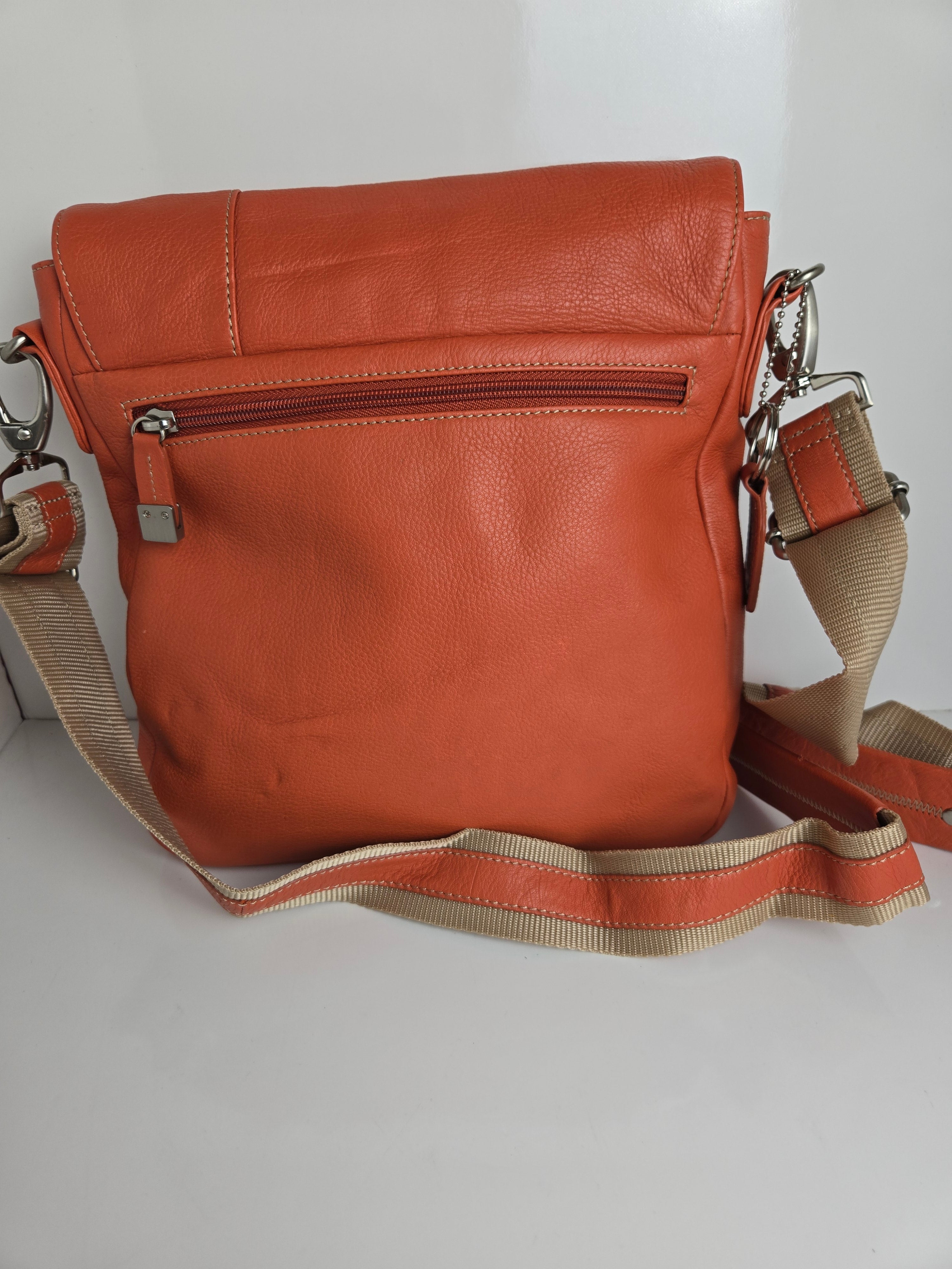 Soprano Orange Leather Side Bag