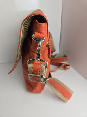 Soprano Orange Leather Side Bag