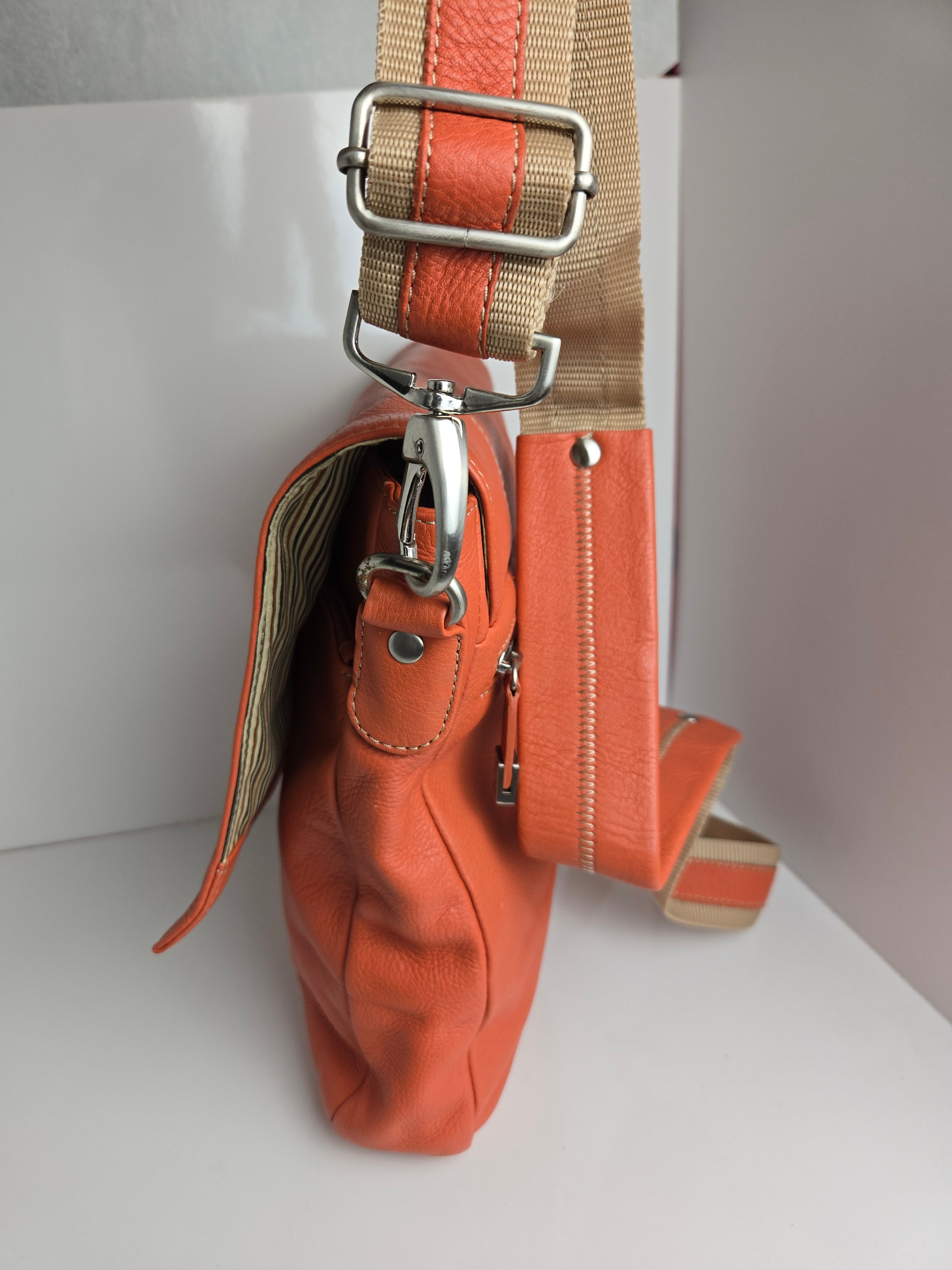 Soprano Orange Leather Side Bag