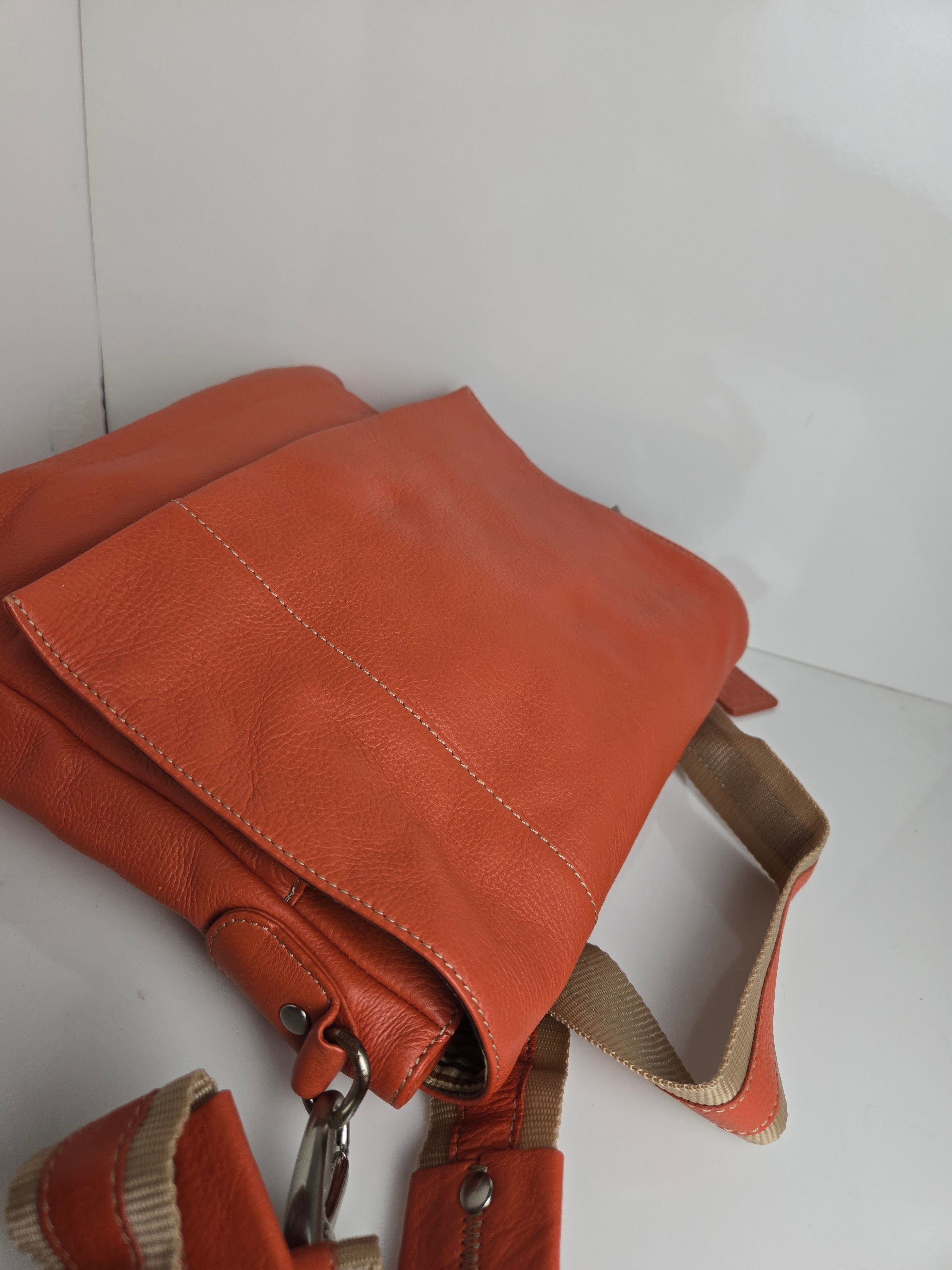 Soprano Orange Leather Side Bag