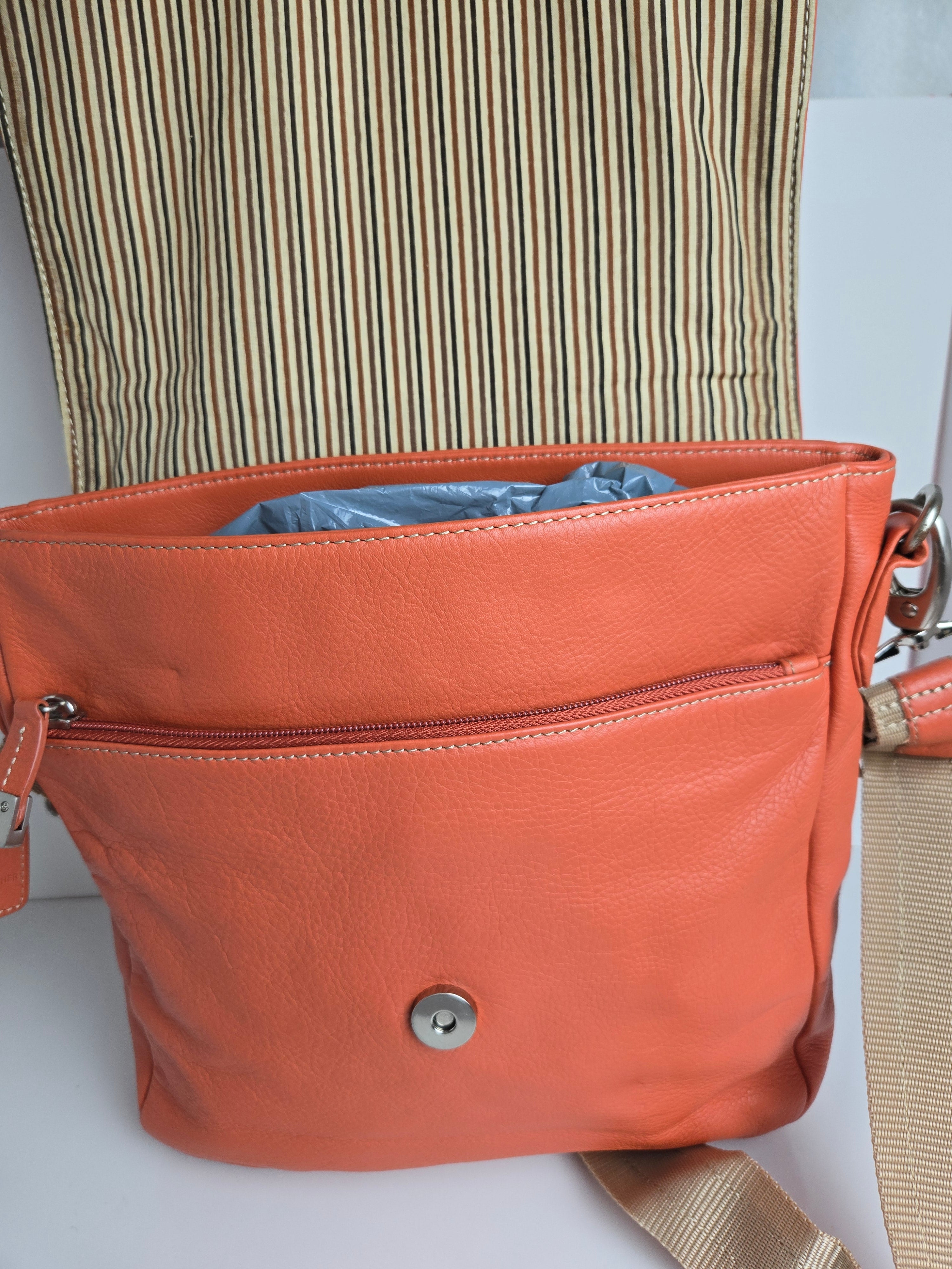 Soprano Orange Leather Side Bag