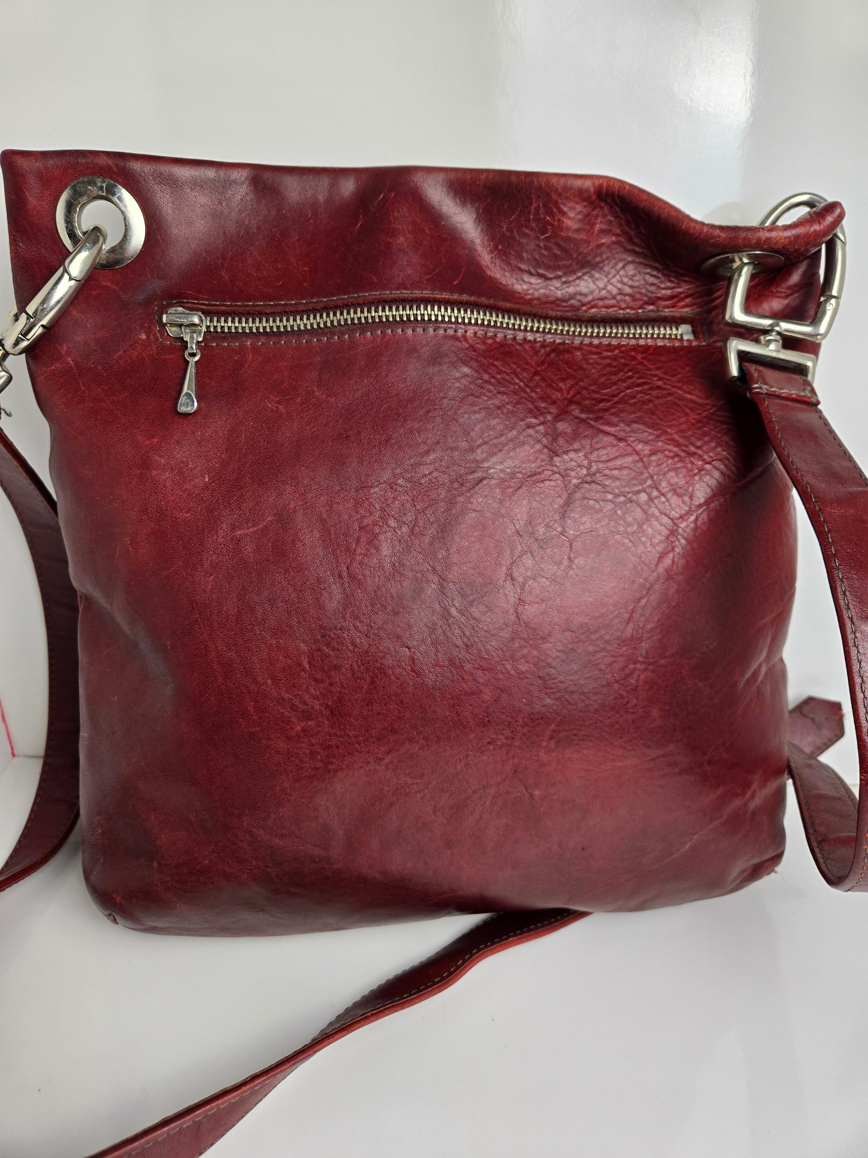 Kairos Burgundy Leather Shoulder/Crossbody Bag