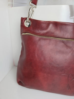 Kairos Burgundy Leather Shoulder/Crossbody Bag