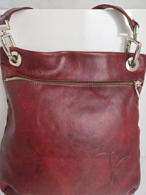 Kairos Burgundy Leather Shoulder/Crossbody Bag