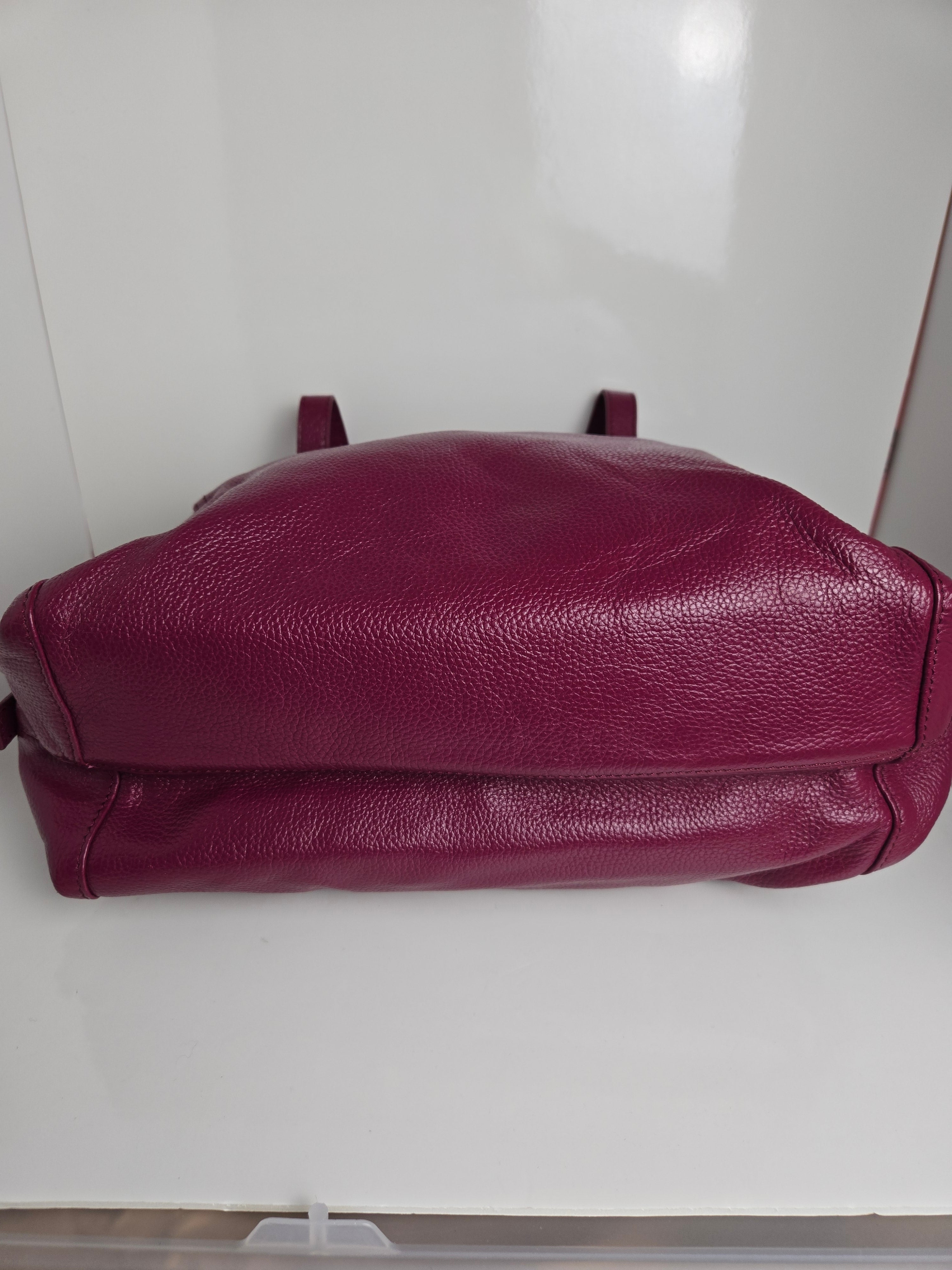 Raspberry Leather Multi compartment Shoulder/Crossbody Bag