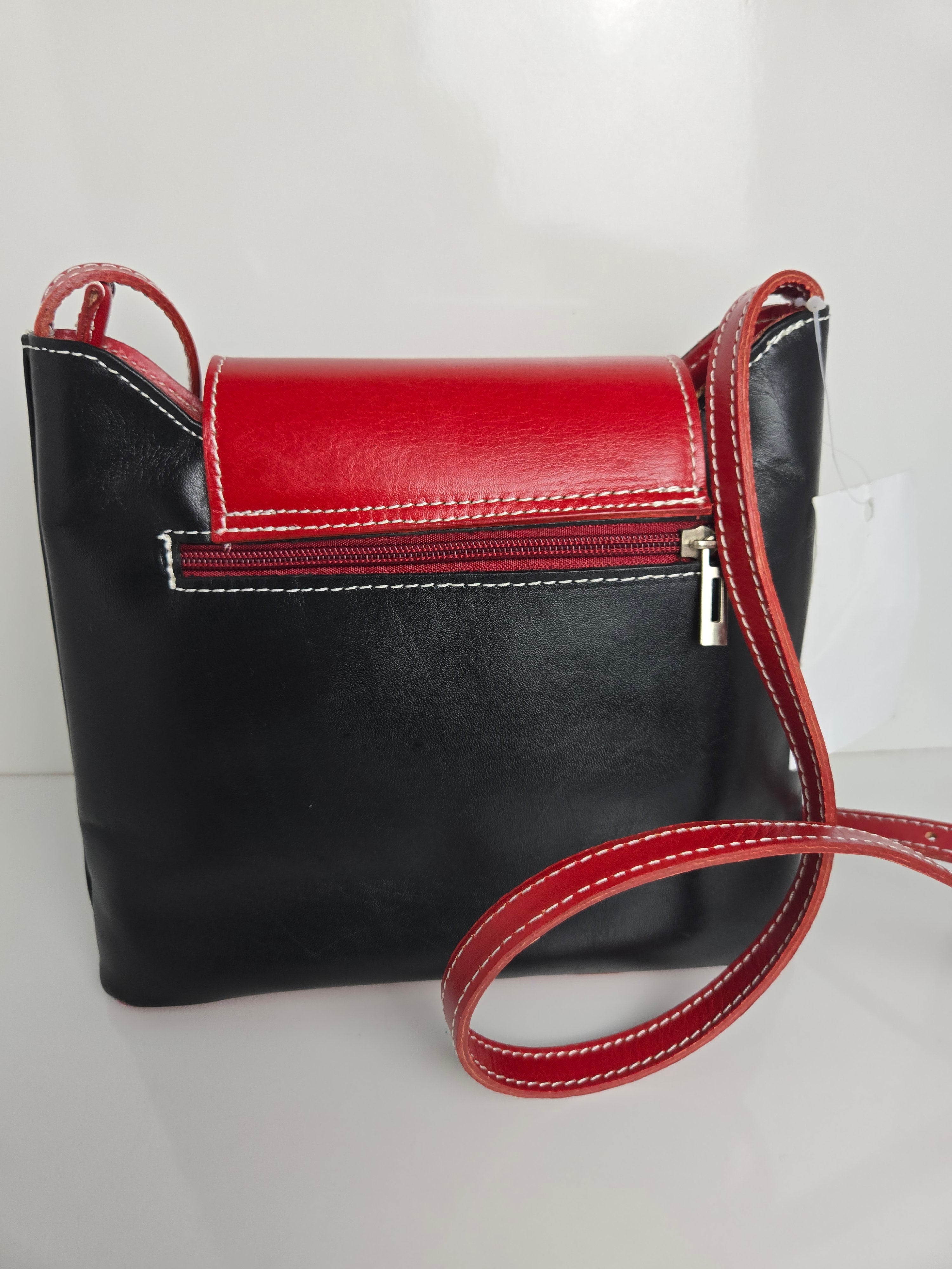 Italian Leather NWT Black/Red Shoulder/Crossbody Bag