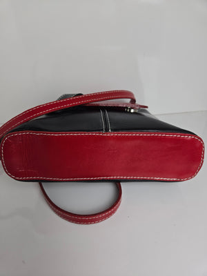 Italian Leather NWT Black/Red Shoulder/Crossbody Bag