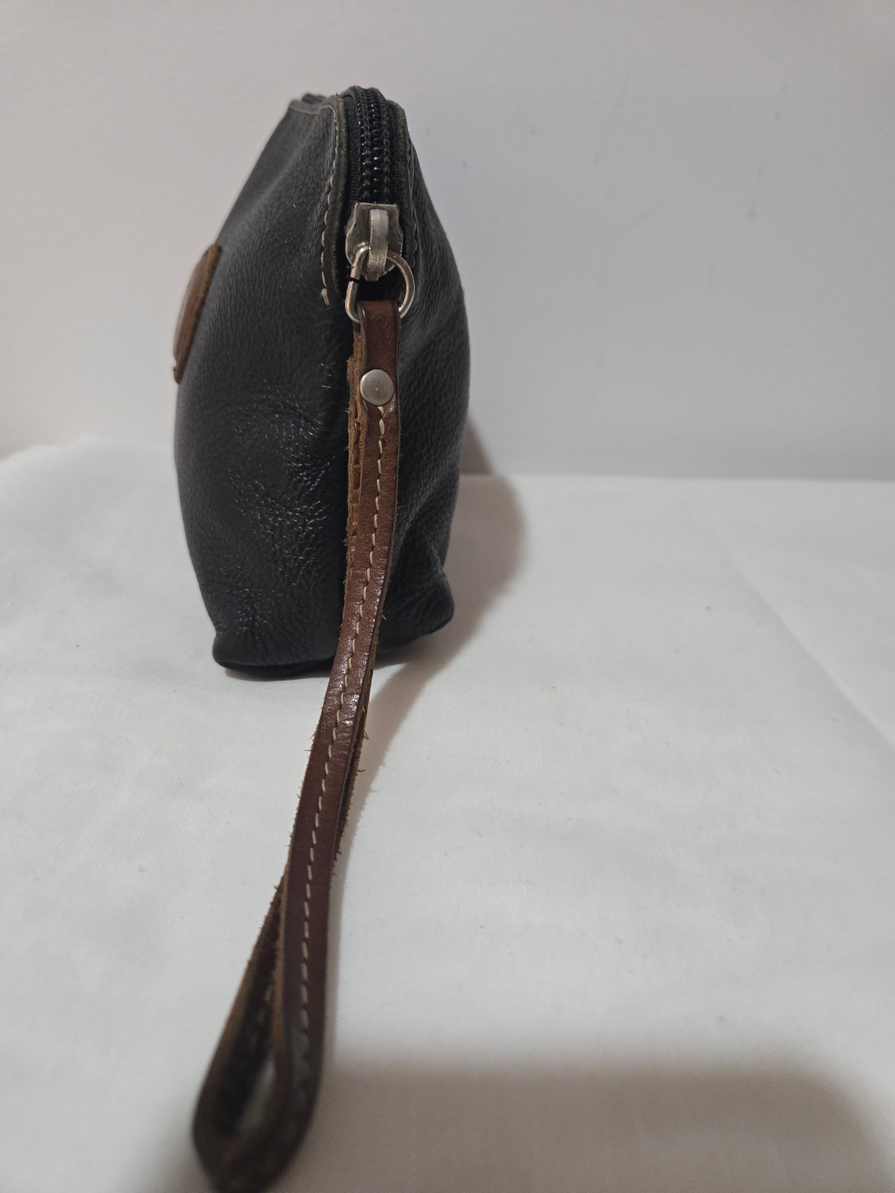 Roots Black and Brown Leather Wristlet