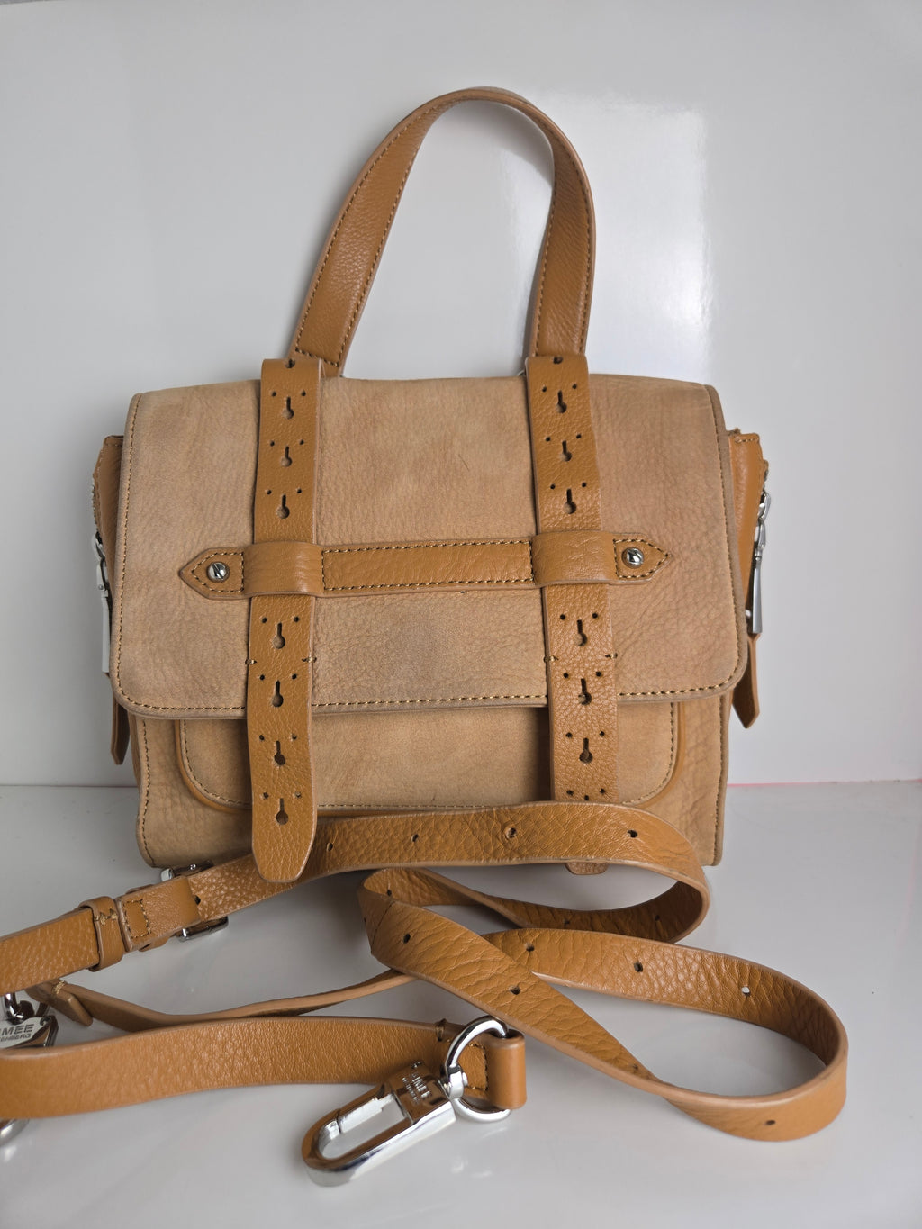 Aimee Kestenberg Nubuck and Leather Top Handle/Shoulder/Crossbody Bag