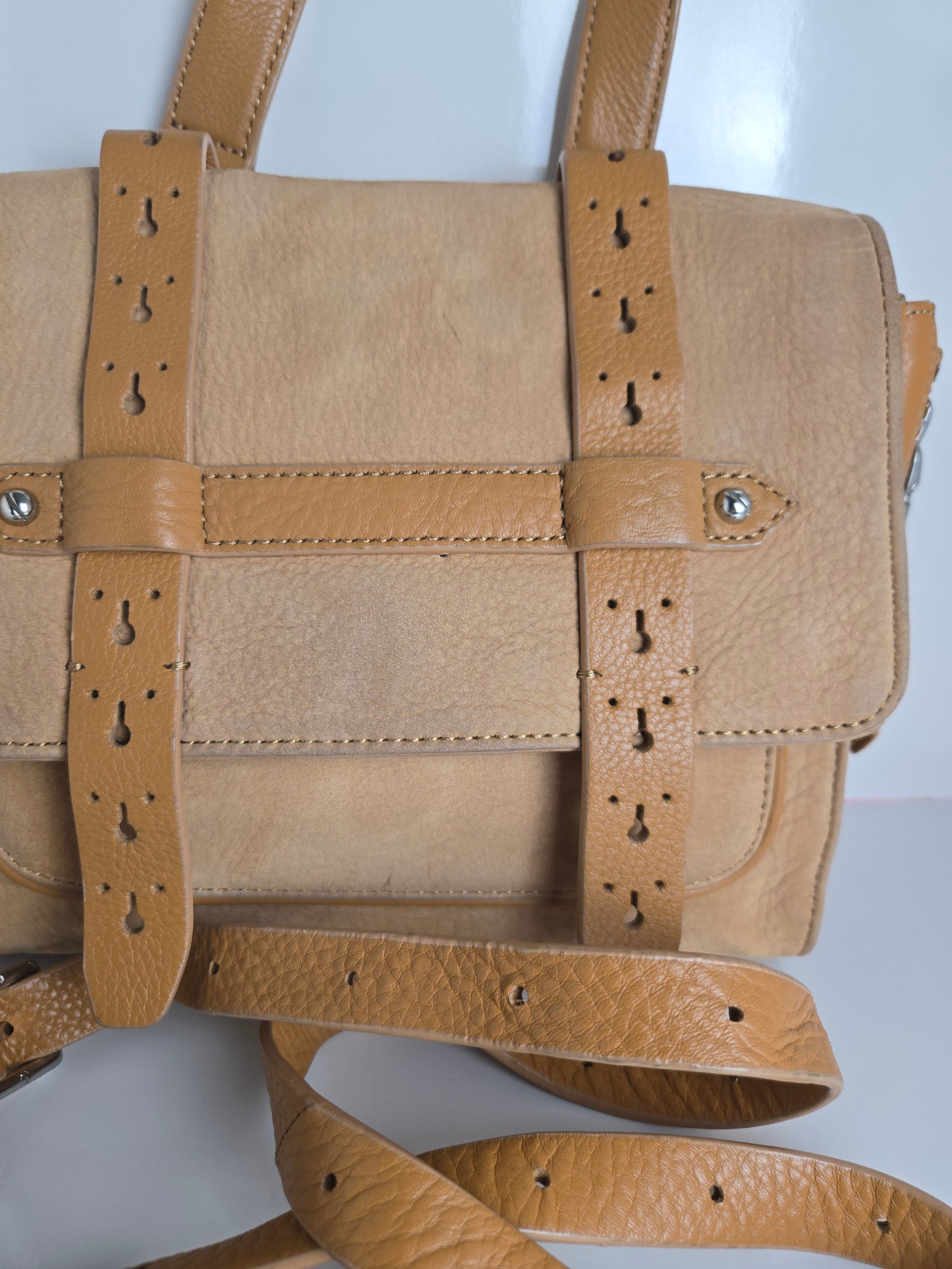 Aimee Kestenberg Nubuck and Leather Top Handle/Shoulder/Crossbody Bag