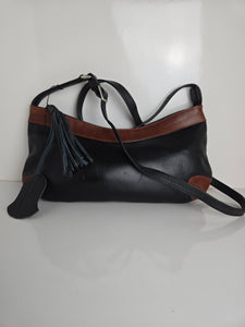 Derek Alexander Black and Brown Leather Shoulder/Crossbody Bag