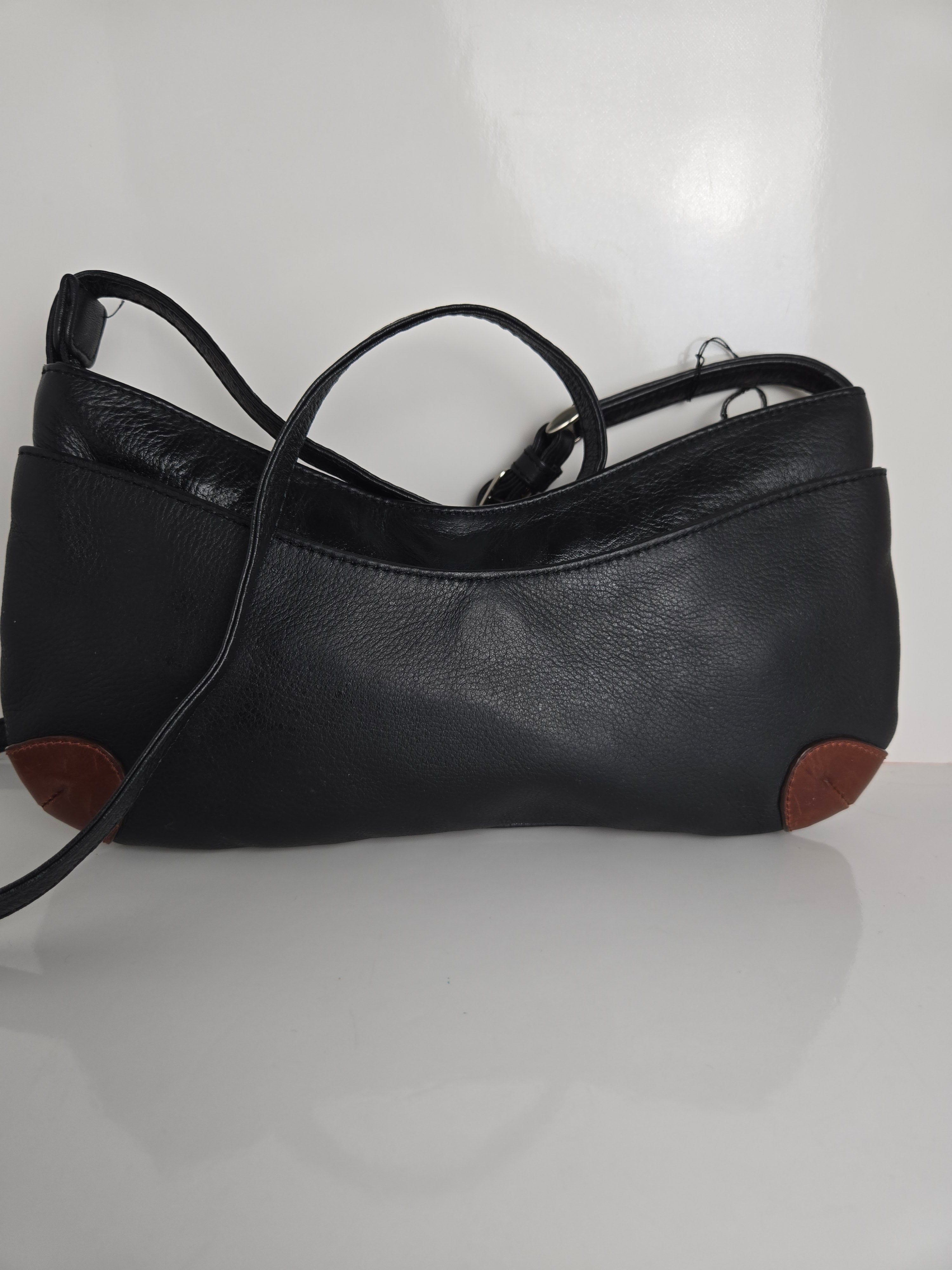 Derek Alexander Black and Brown Leather Shoulder/Crossbody Bag