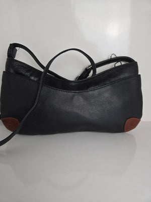 Derek Alexander Black and Brown Leather Shoulder/Crossbody Bag