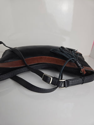 Derek Alexander Black and Brown Leather Shoulder/Crossbody Bag