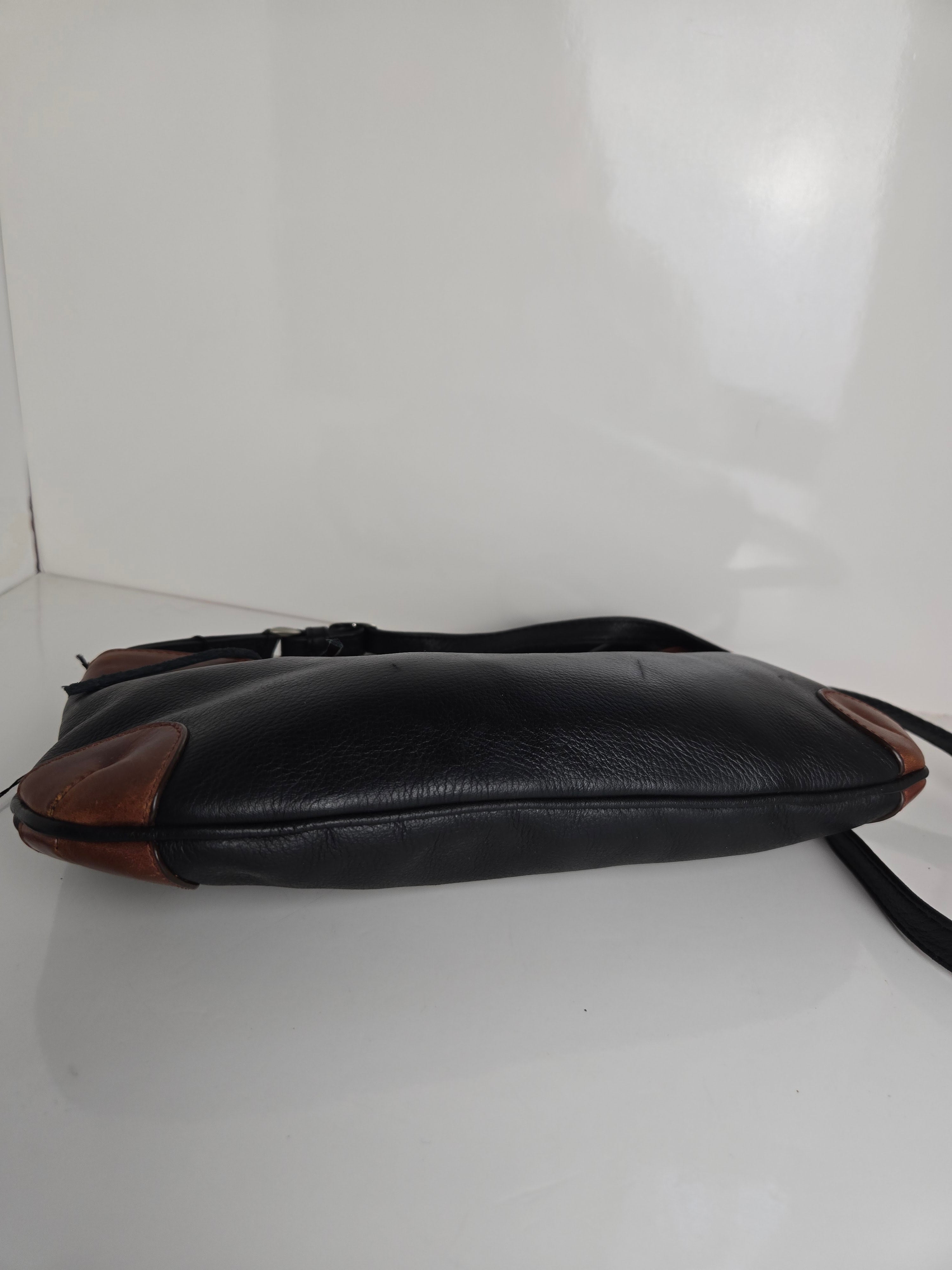 Derek Alexander Black and Brown Leather Shoulder/Crossbody Bag