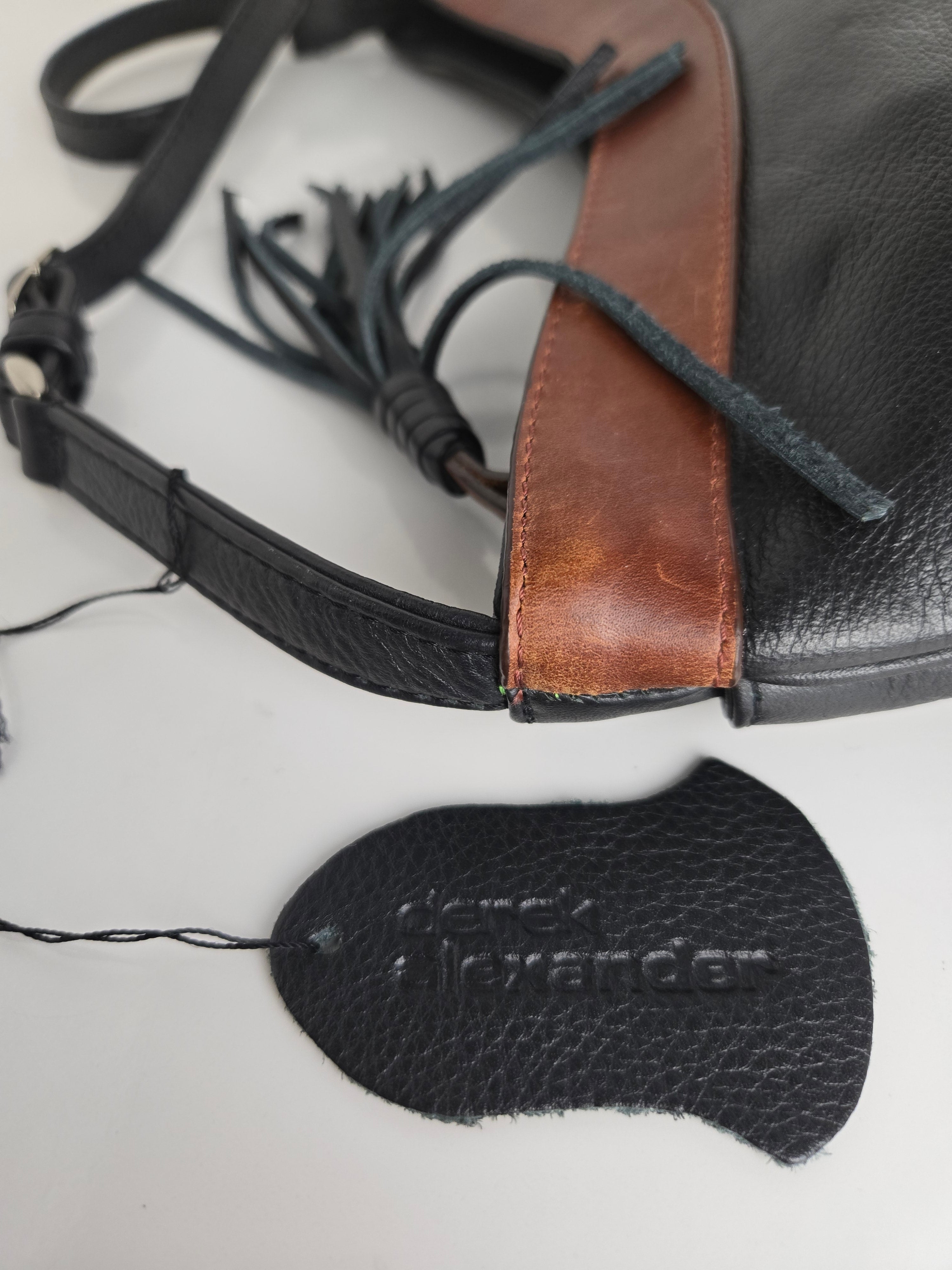 Derek Alexander Black and Brown Leather Shoulder/Crossbody Bag