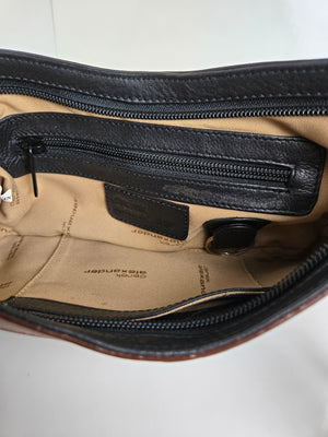 Derek Alexander Black and Brown Leather Shoulder/Crossbody Bag