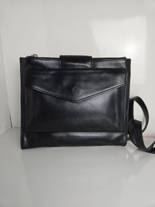 Danier Black Leather Multi compartment Shoulder/Crossbody Bag