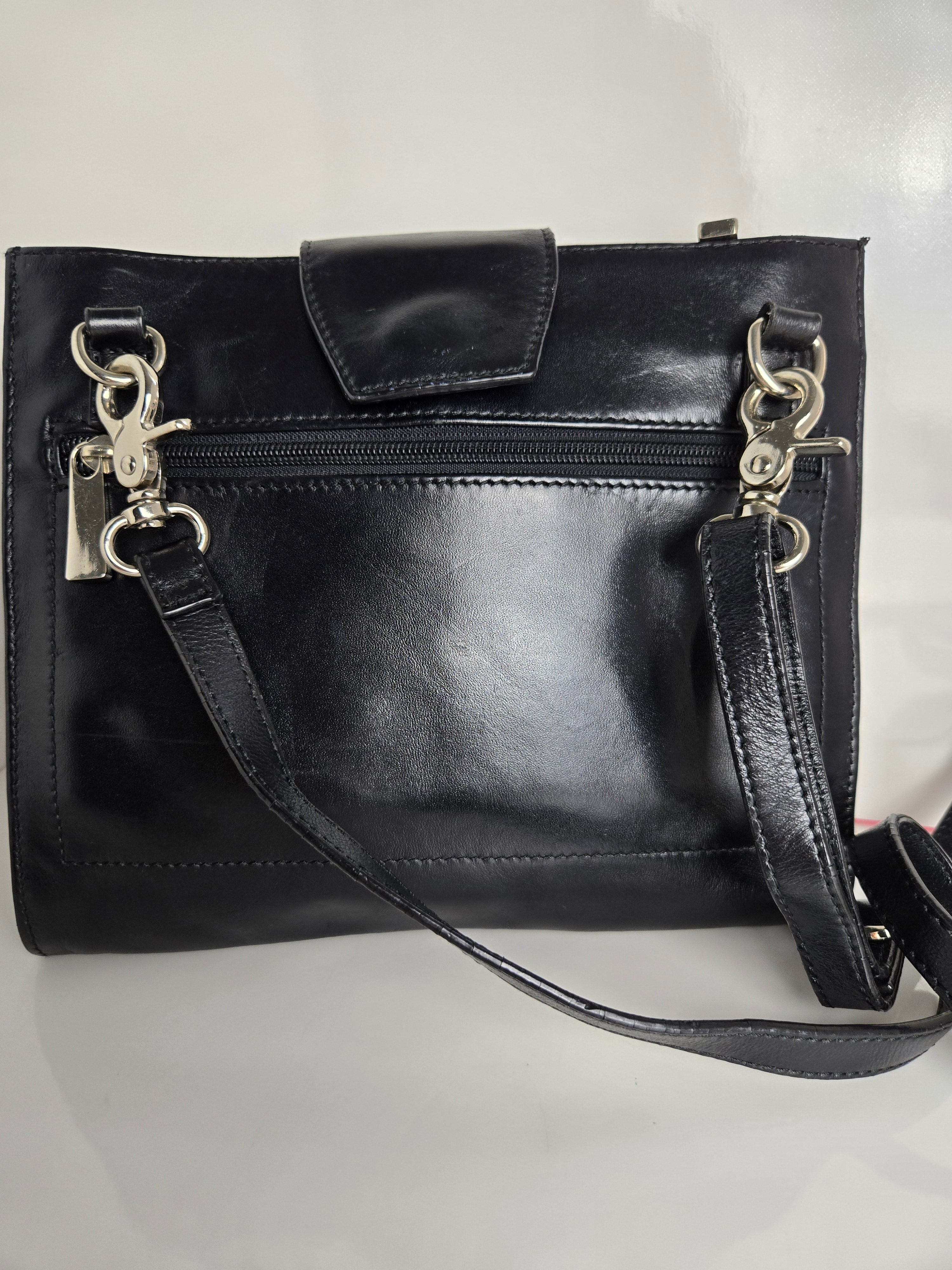 Danier Black Leather Multi compartment Shoulder/Crossbody Bag