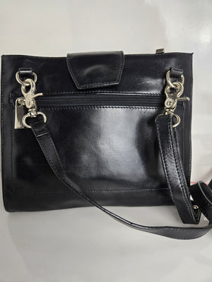 Danier Black Leather Multi compartment Shoulder/Crossbody Bag