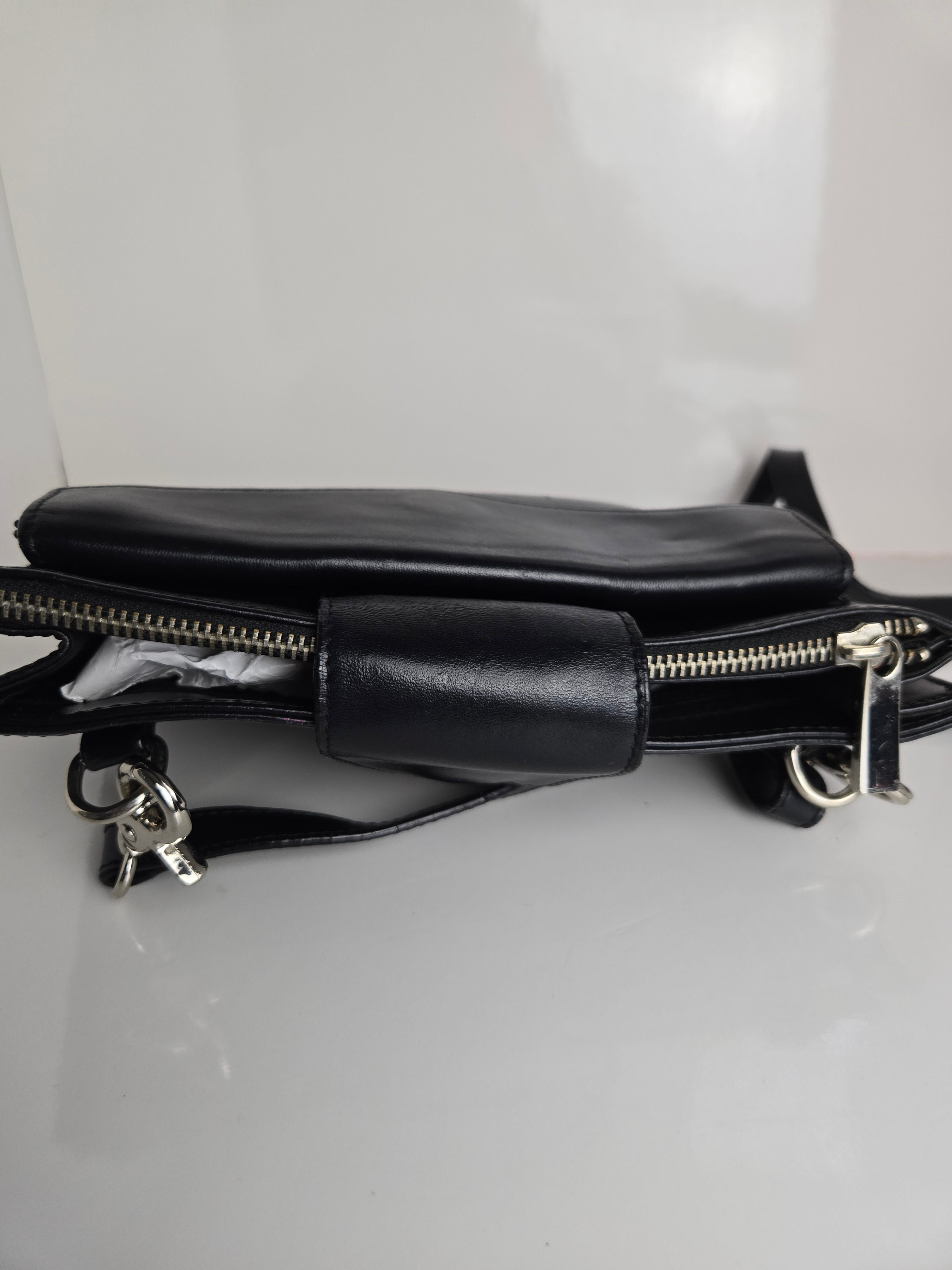 Danier Black Leather Multi compartment Shoulder/Crossbody Bag