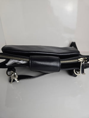 Danier Black Leather Multi compartment Shoulder/Crossbody Bag