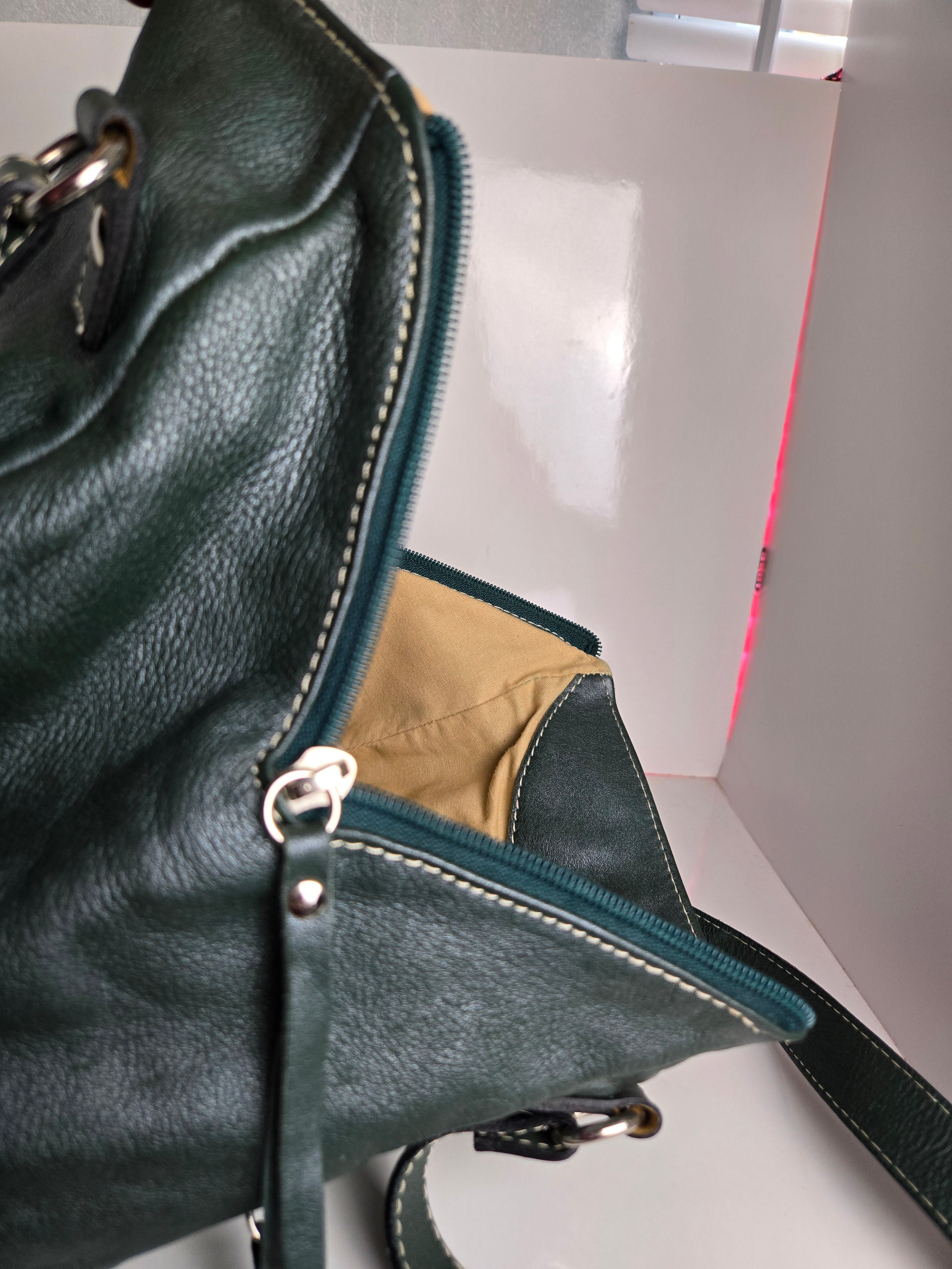 Regina Green Leather Shoulder Bag