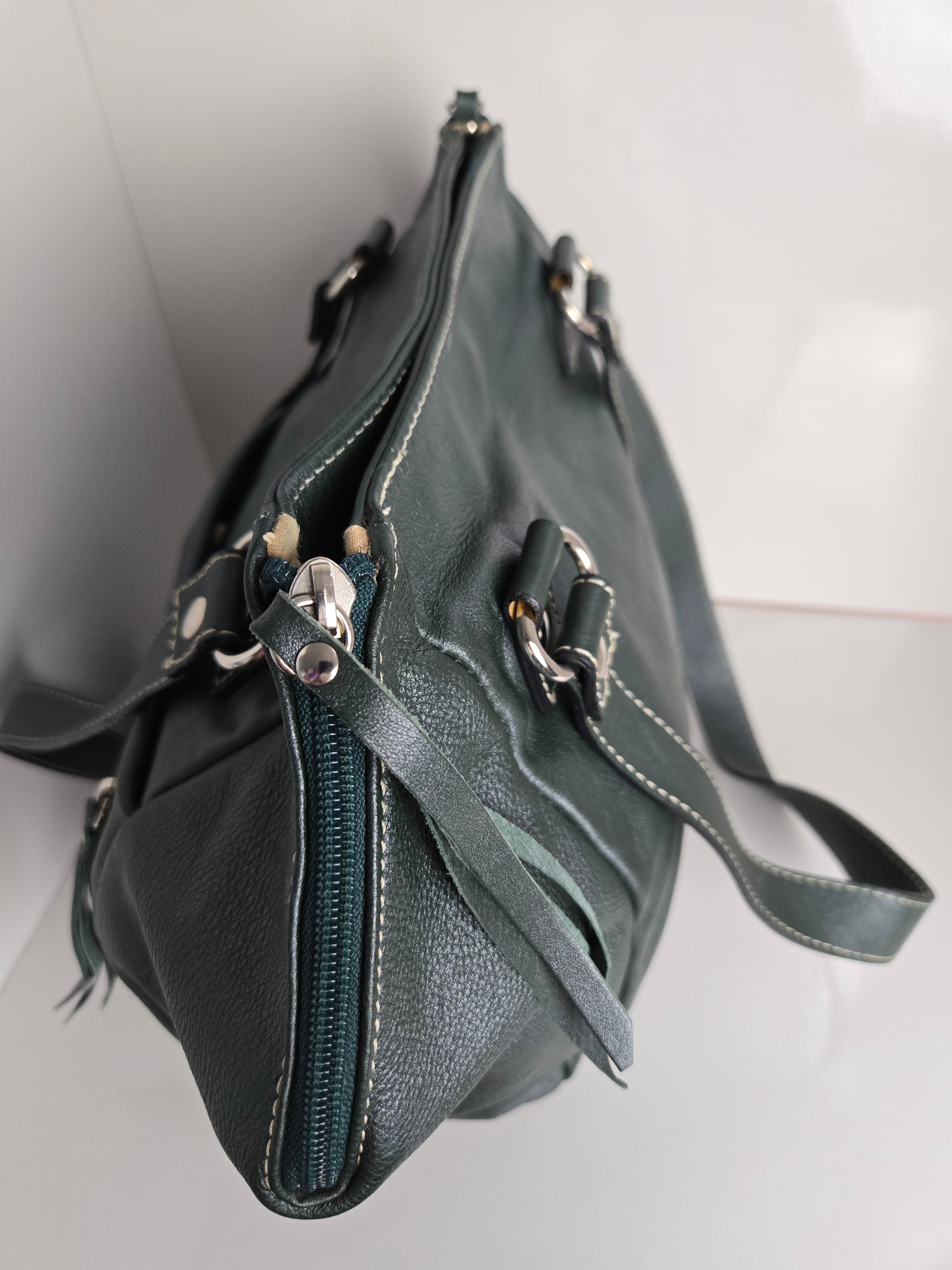 Regina Green Leather Shoulder Bag