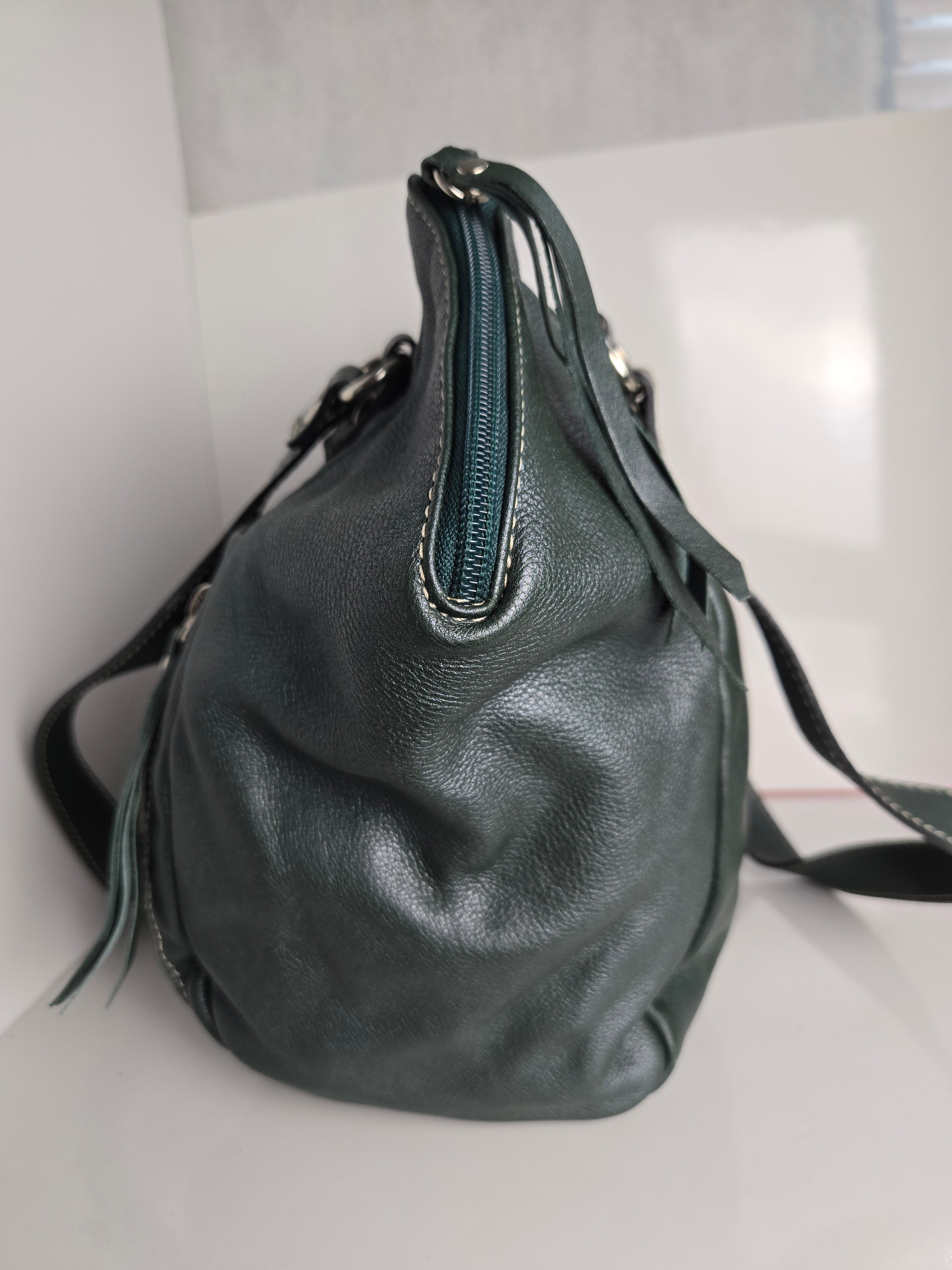 Regina Green Leather Shoulder Bag
