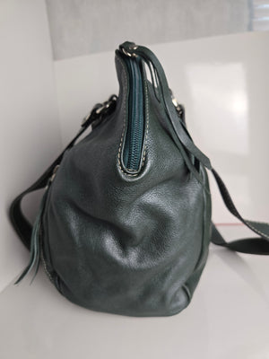 Regina Green Leather Shoulder Bag