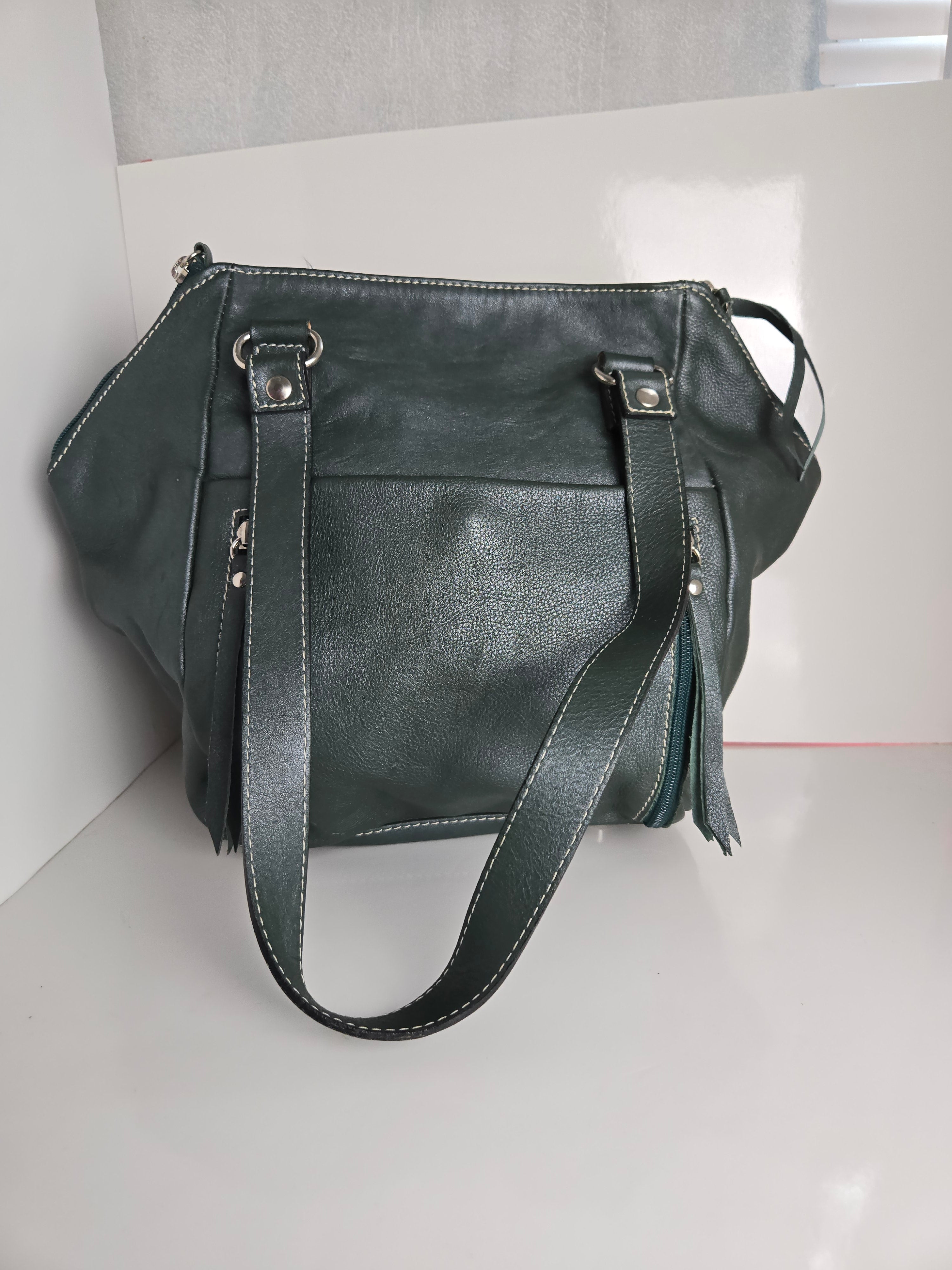 Regina Green Leather Shoulder Bag