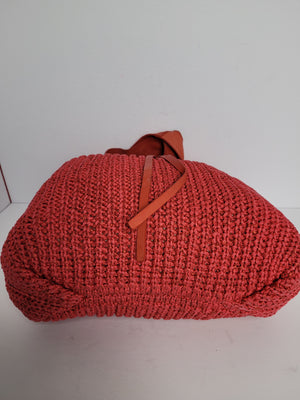 Beautiful Red Leather and Macrame Bag